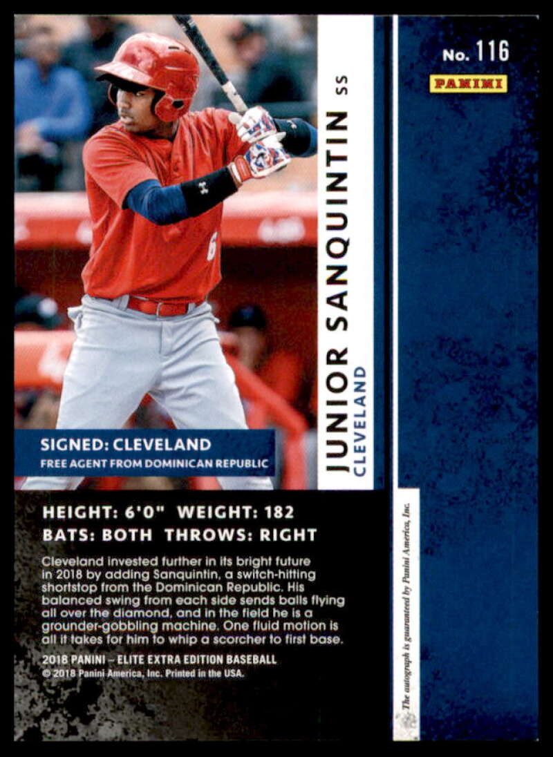 Junior Sanquintin 2018 Elite Extra Edition Autographs Aspirations Blue #116  Image 2