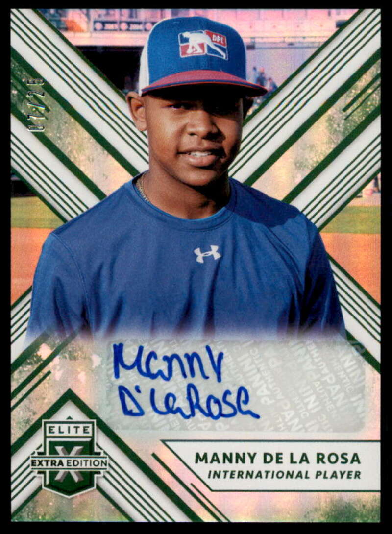 Manny De La Rosa Rookie Card 2018 Elite Extra Edition Autographs Emerald #183  Image 1