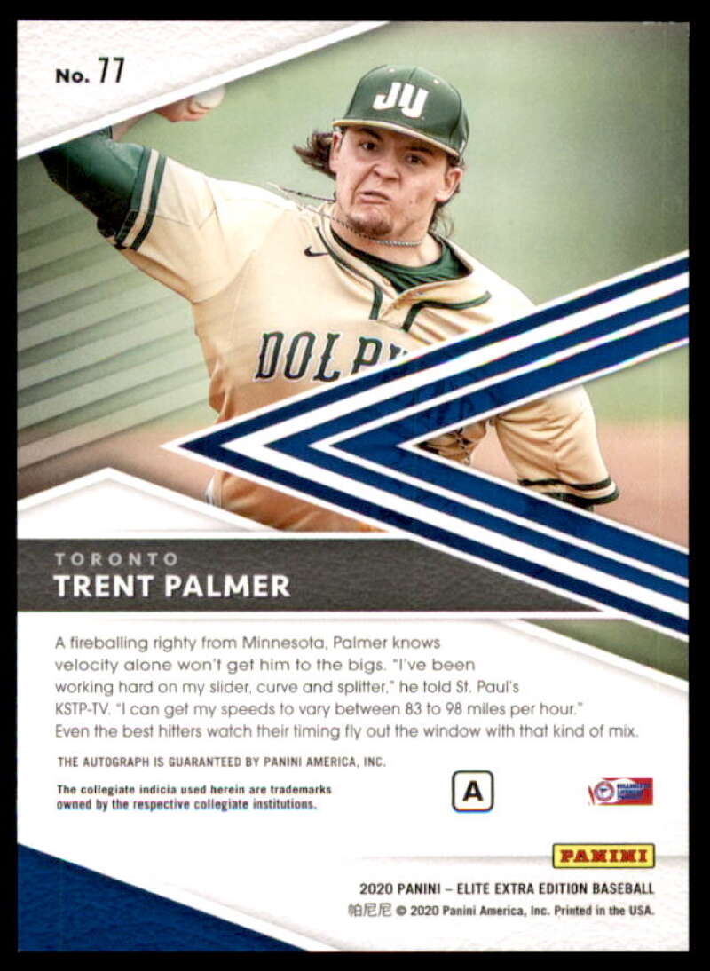 Trent Palmer Rookie Card 2020 Elite Extra Edition Signatures #77  Image 2