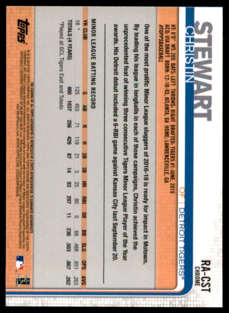 Christin Stewart Rookie Card 2019 Topps Chrome Rookie Autographs #RACST  Image 2