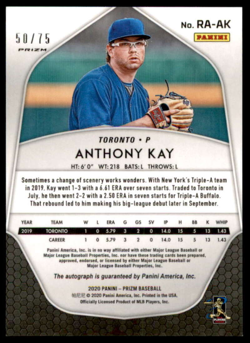 Anthony Kay Rookie Card 2020 Panini Prizm Rookie Autographs Prizms Red #24  Image 2