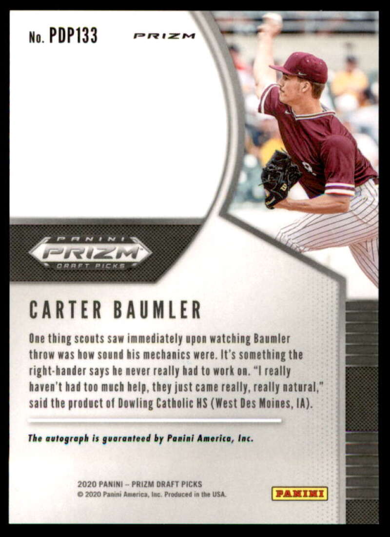 Baumler 2020 Prizm Draft Picks Base AU Prizms Blue and Carolina Blue Hyper #133  Image 2