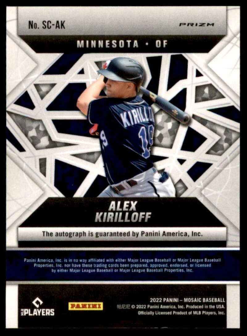 Alex Kirilloff Rookie Card 2022 Panini Mosaic Scripts Holo #60  Image 2