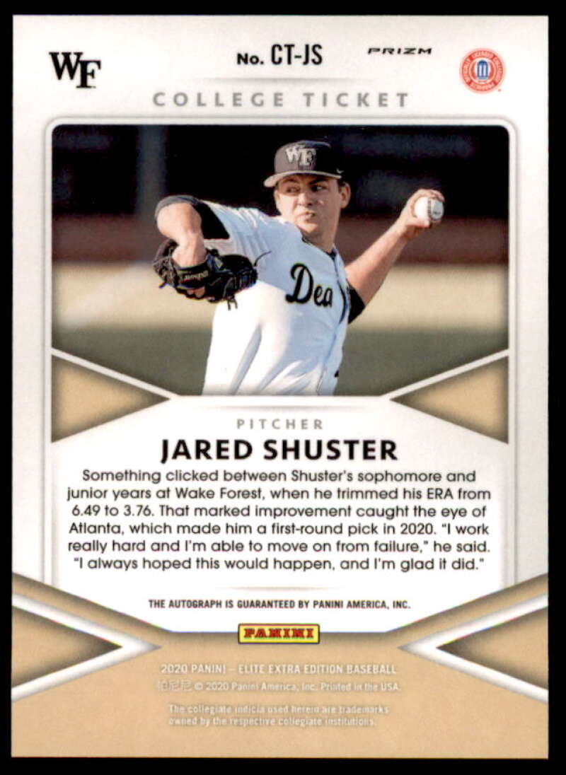 Jared Shuster 2020 Elite Extra Edition OptiChrome College Ticket Signatures #10  Image 2