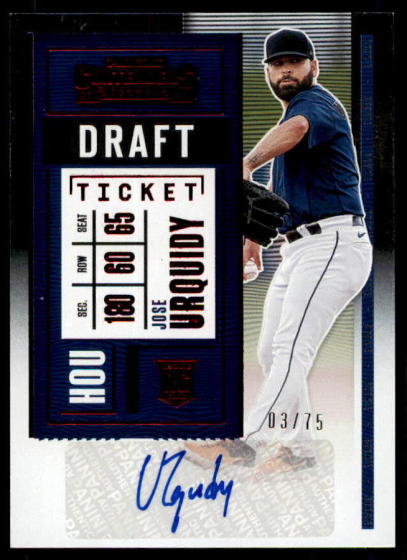 Jose Urquidy AU Rookie Card 2020 Panini Contenders Draft Ticket Red #135  Image 1
