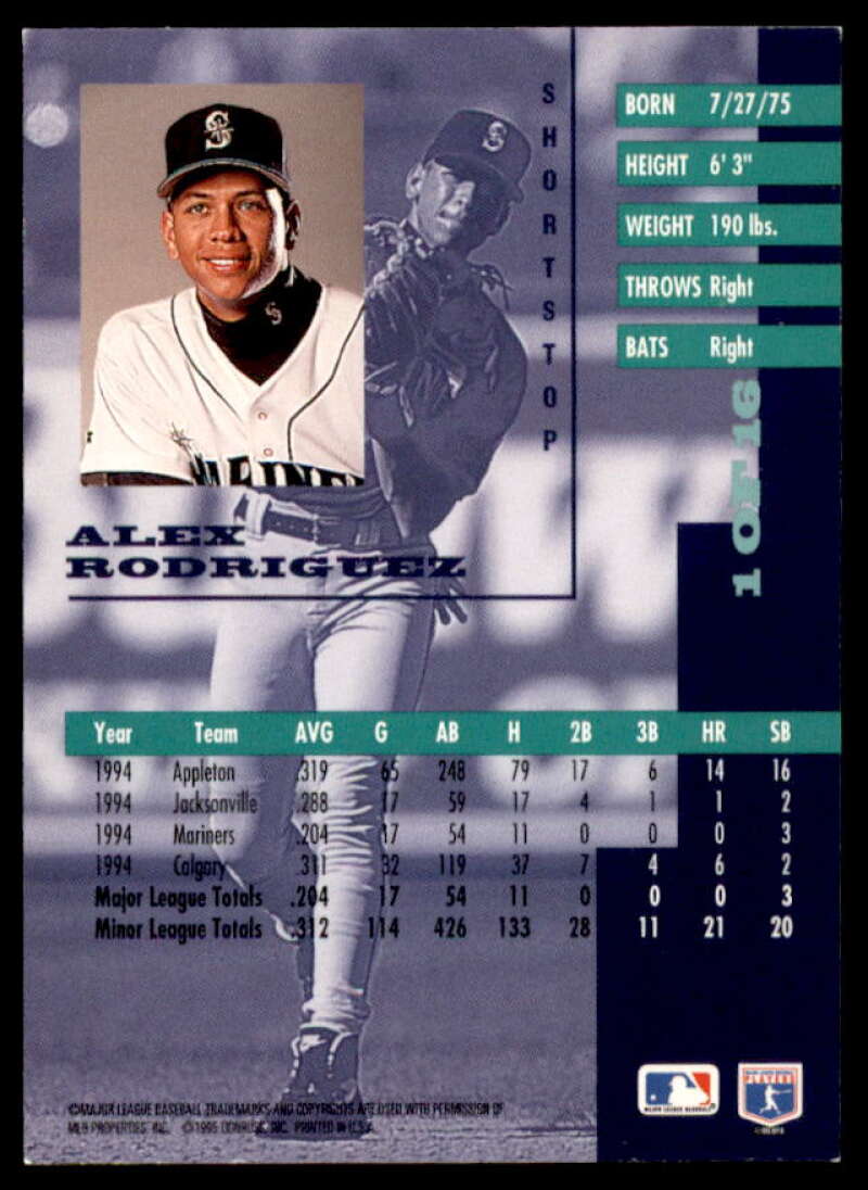 Alex Rodriguez Card 1995 Leaf Gold Rookies #1  Image 2
