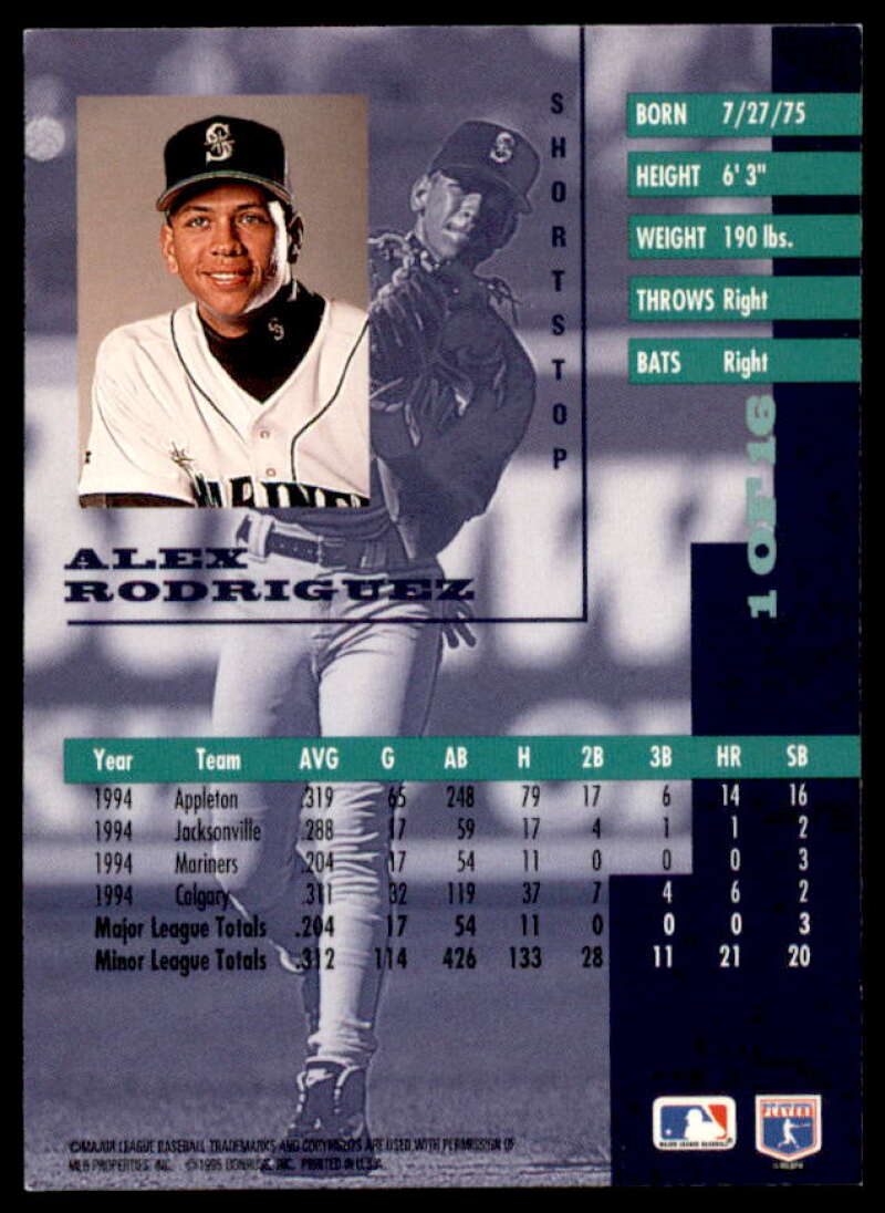Alex Rodriguez Card 1995 Leaf Gold Rookies #1  Image 2