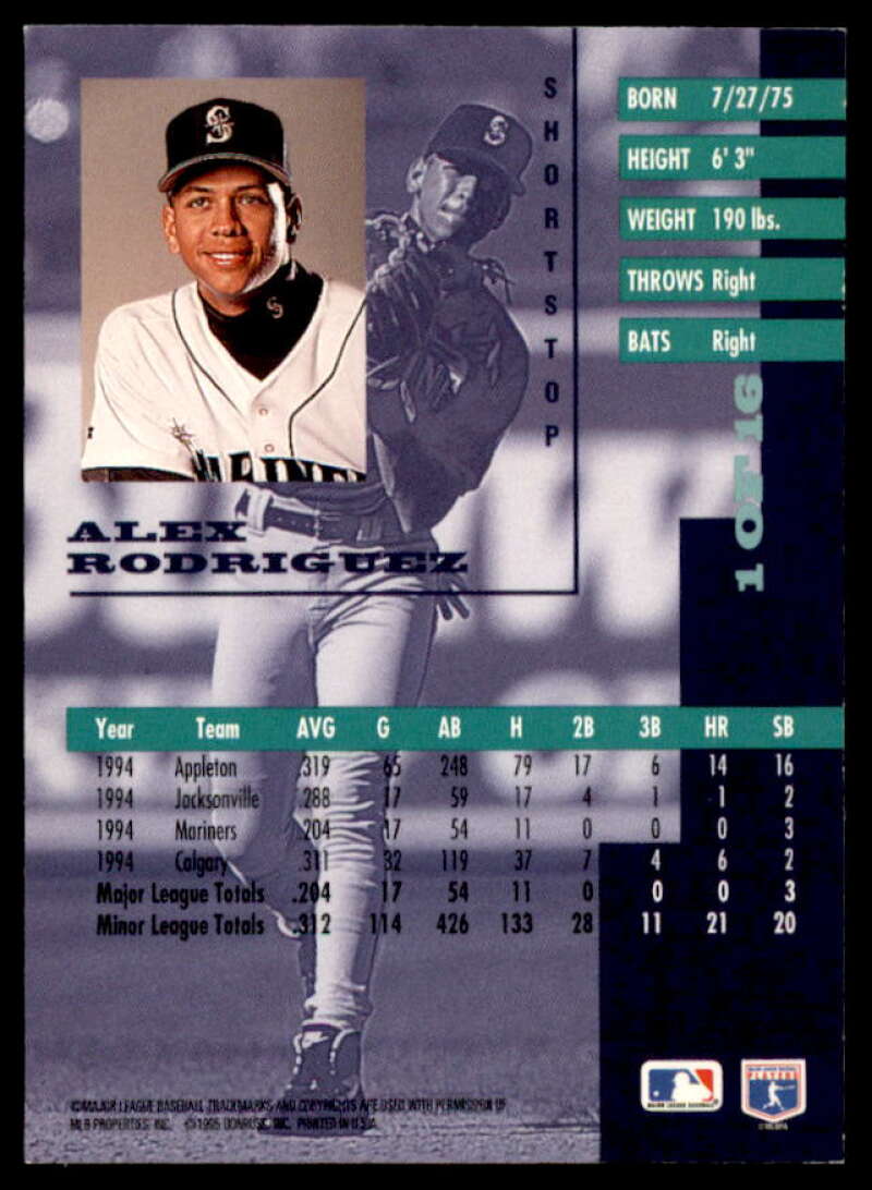 Alex Rodriguez Card 1995 Leaf Gold Rookies #1  Image 2