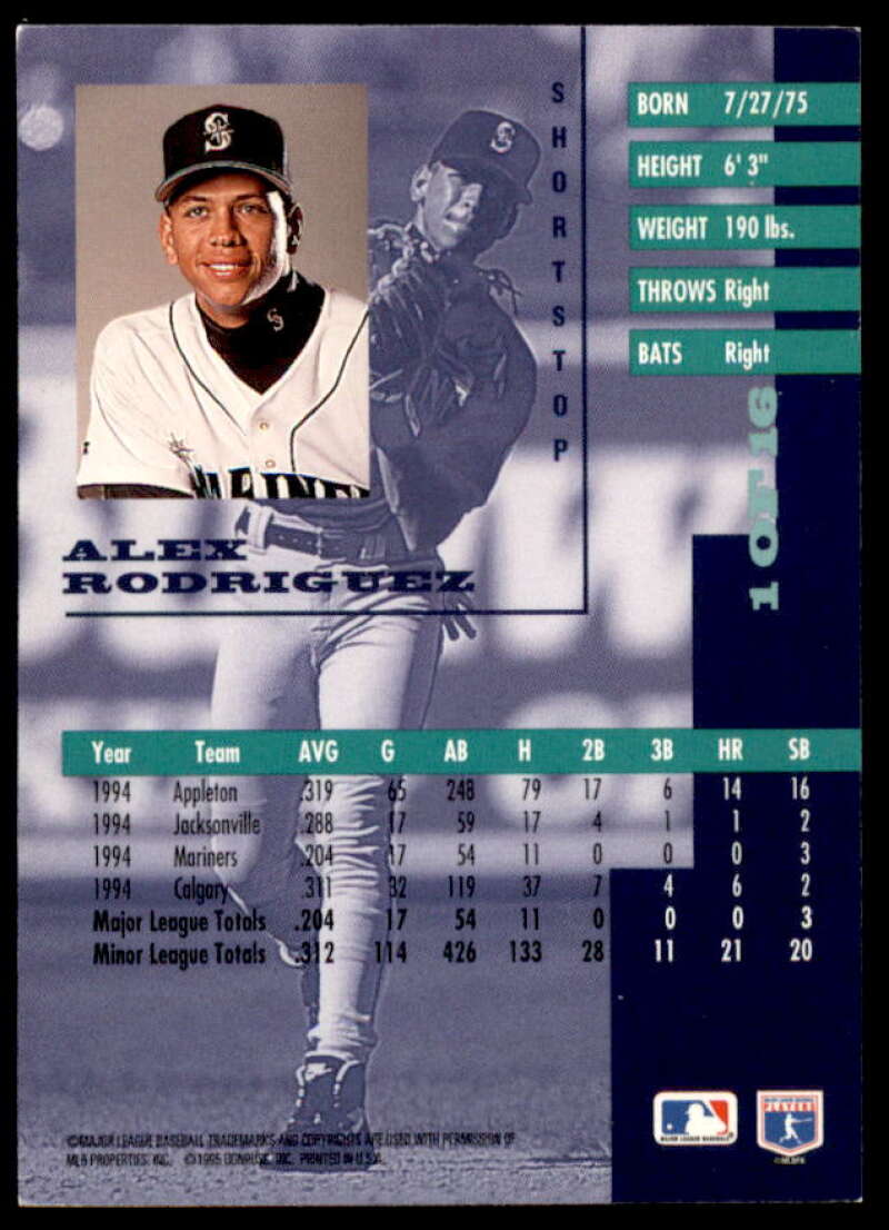 Alex Rodriguez Card 1995 Leaf Gold Rookies #1  Image 2