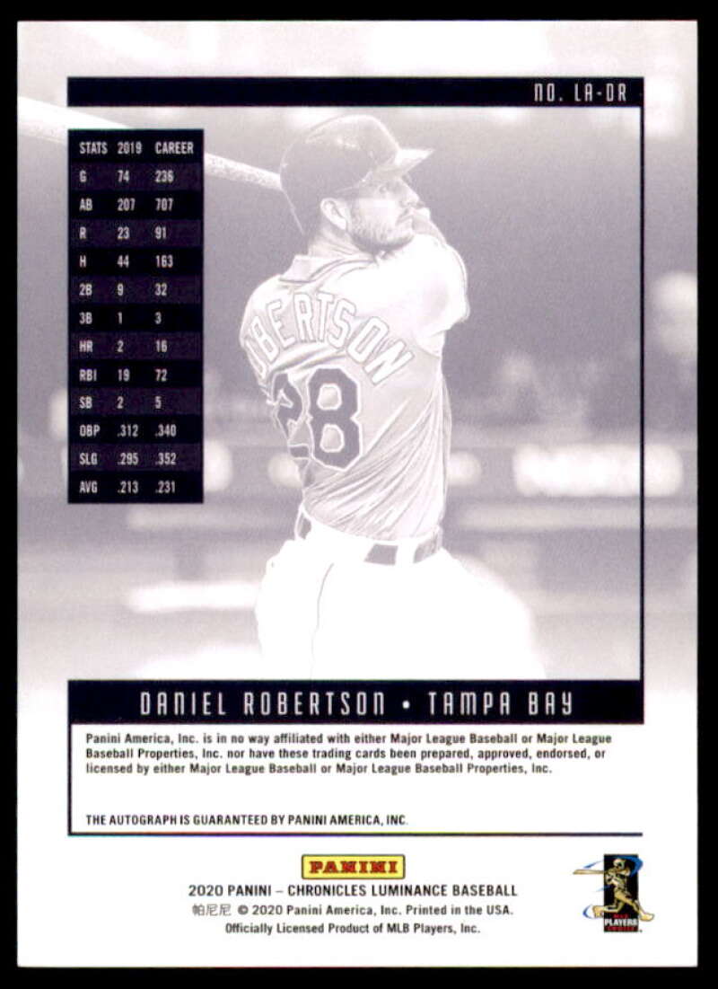 Daniel Robertson Rookie Card 2020 Panini Luminance Autographs Gold #7  Image 2