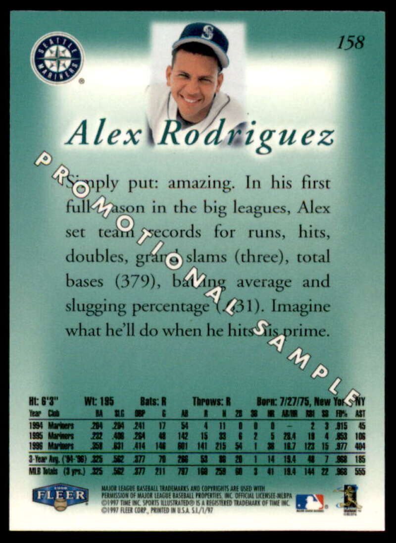 Alex Rodriguez Promo Card 1997 Sports Illustrated #158  Image 2