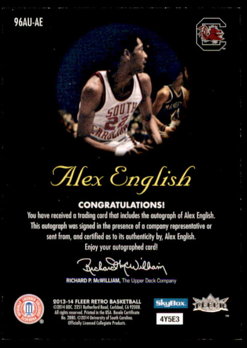 Alex English Card 2013-14 Fleer Retro '96-97 SkyBox Autographics #96AUAE  Image 2