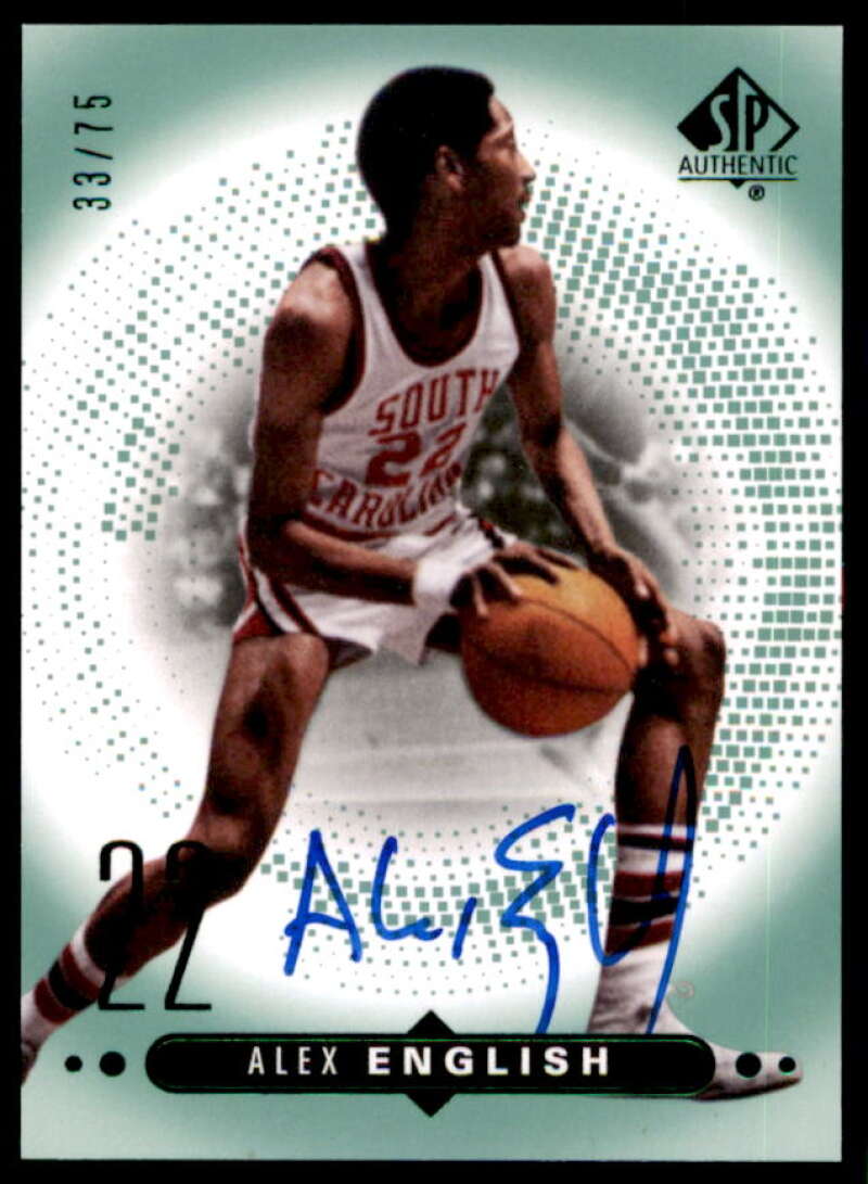 Alex English Card 2014-15 SP Authentic Autographs Emerald #1  Image 1