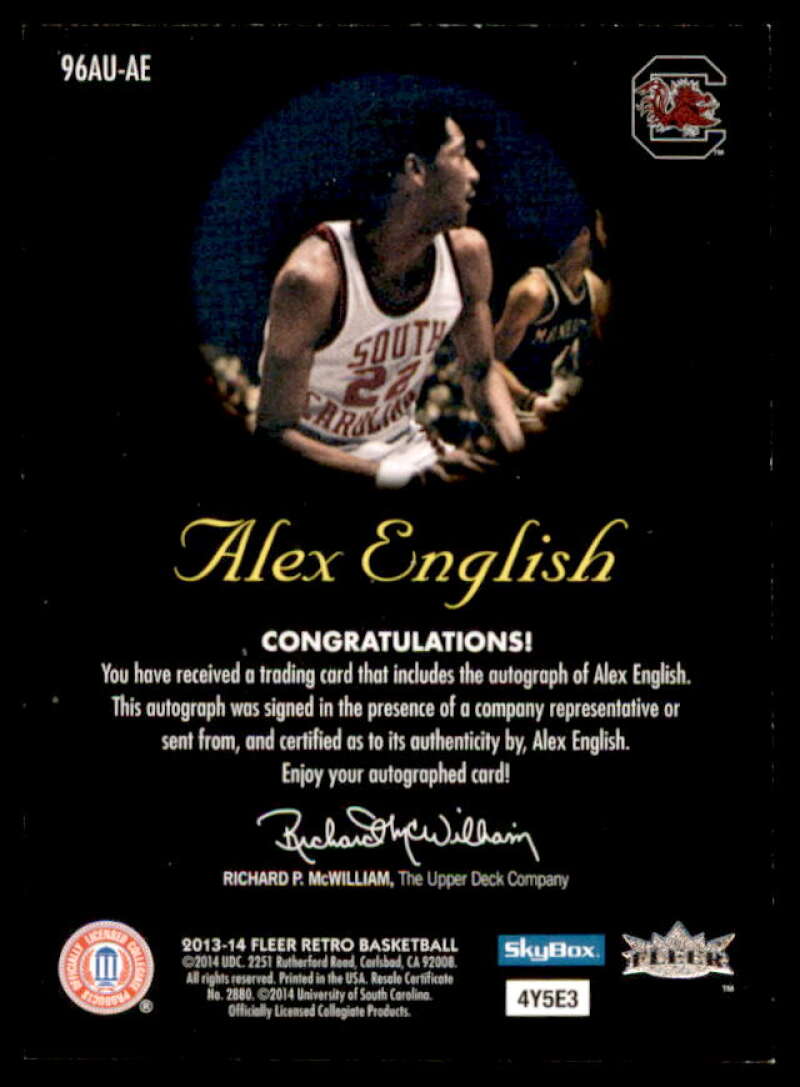 Alex English Card 2013-14 Fleer Retro '96-97 SkyBox Autographics #96AUAE  Image 2