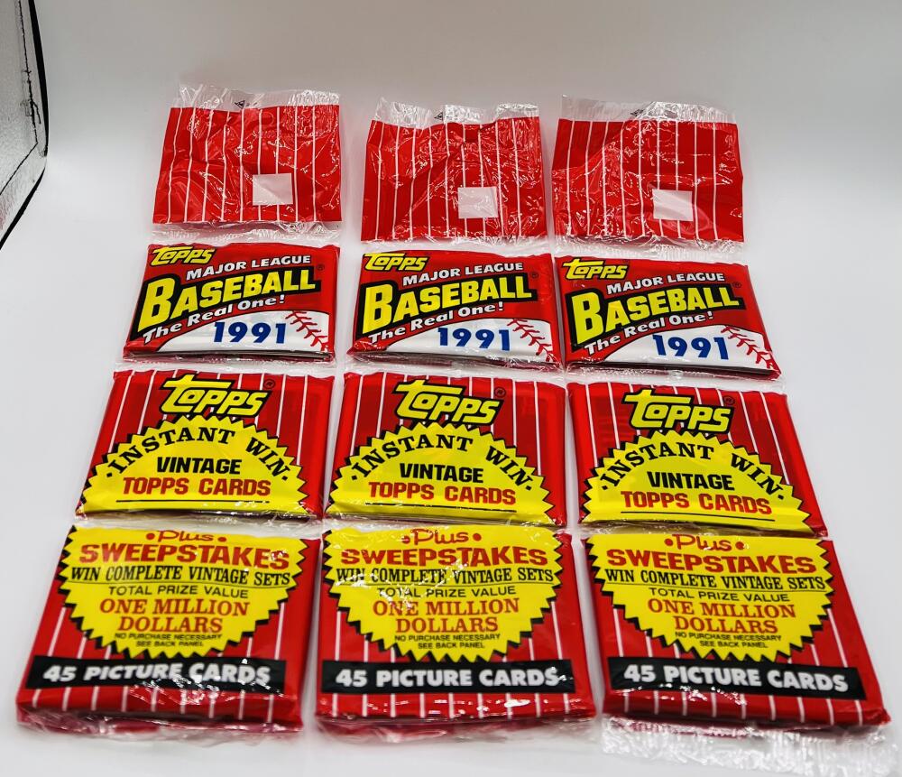 (3) 1991 Topps Baseball Rack Pack Lot Image 1