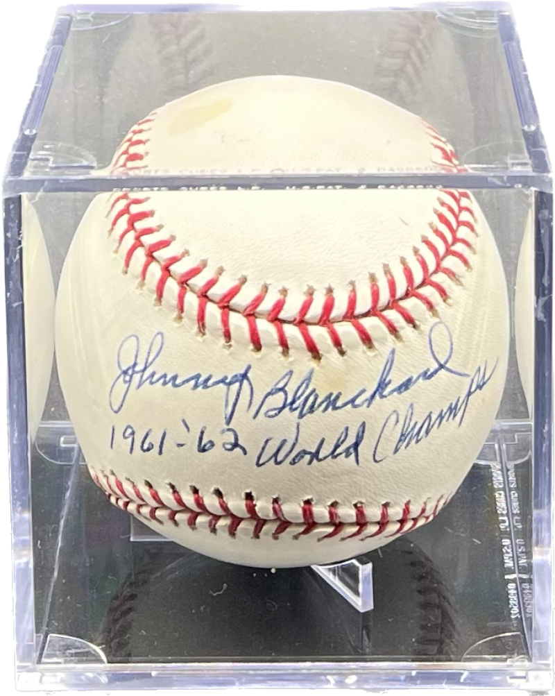 Johnny Blanchard Autograph Signed Yankees 1961-62 World Champs Baseball  Image 1