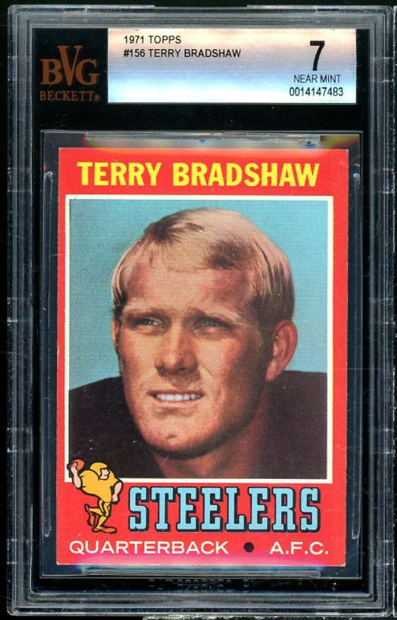 Terry Bradshaw Rookie Card 1971 Topps #156 BGS BVG 7 Image 1