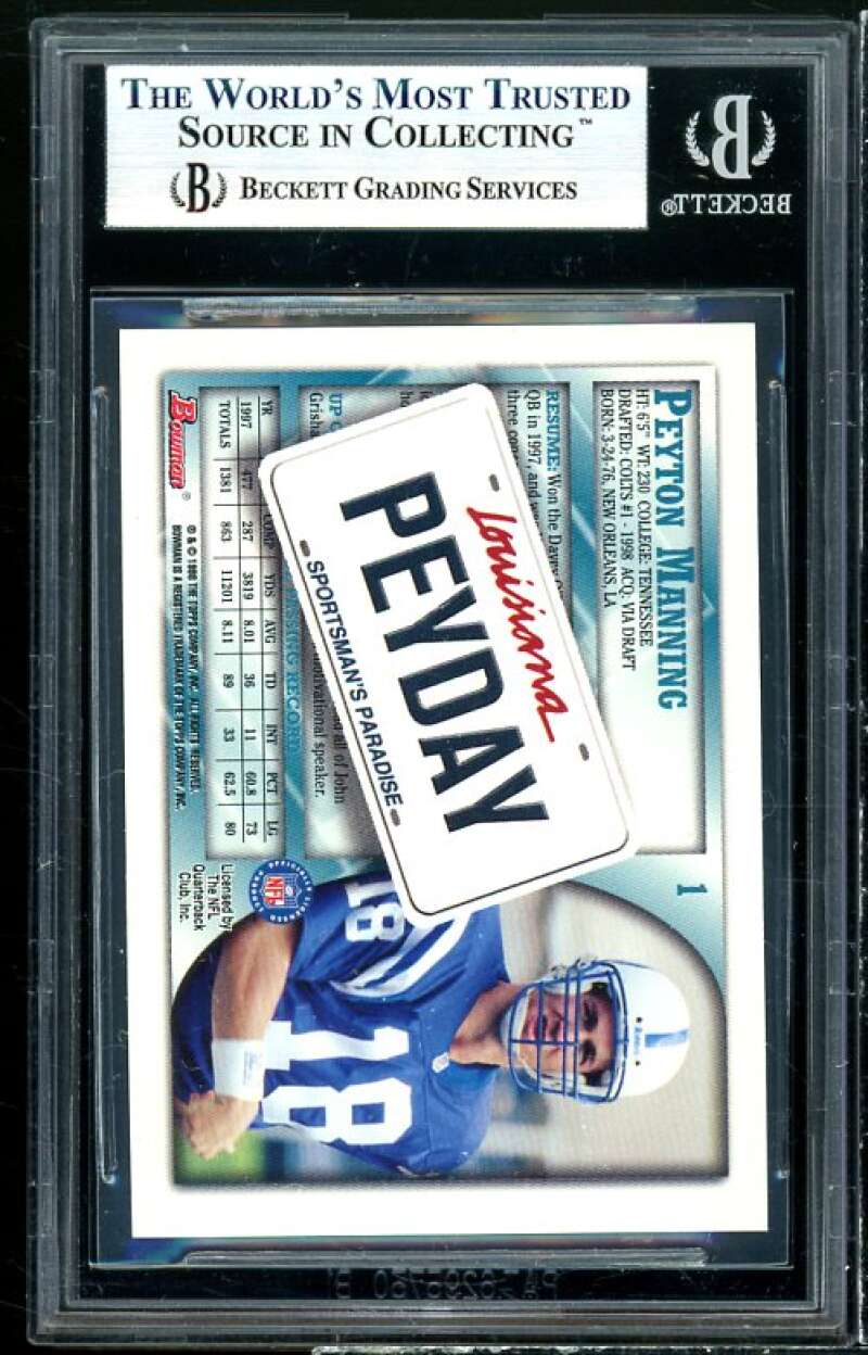 Peyton Manning Rookie Card 1998 Bowman Interstate #1 BGS 9 (9 9 8.5 9.5) Image 2