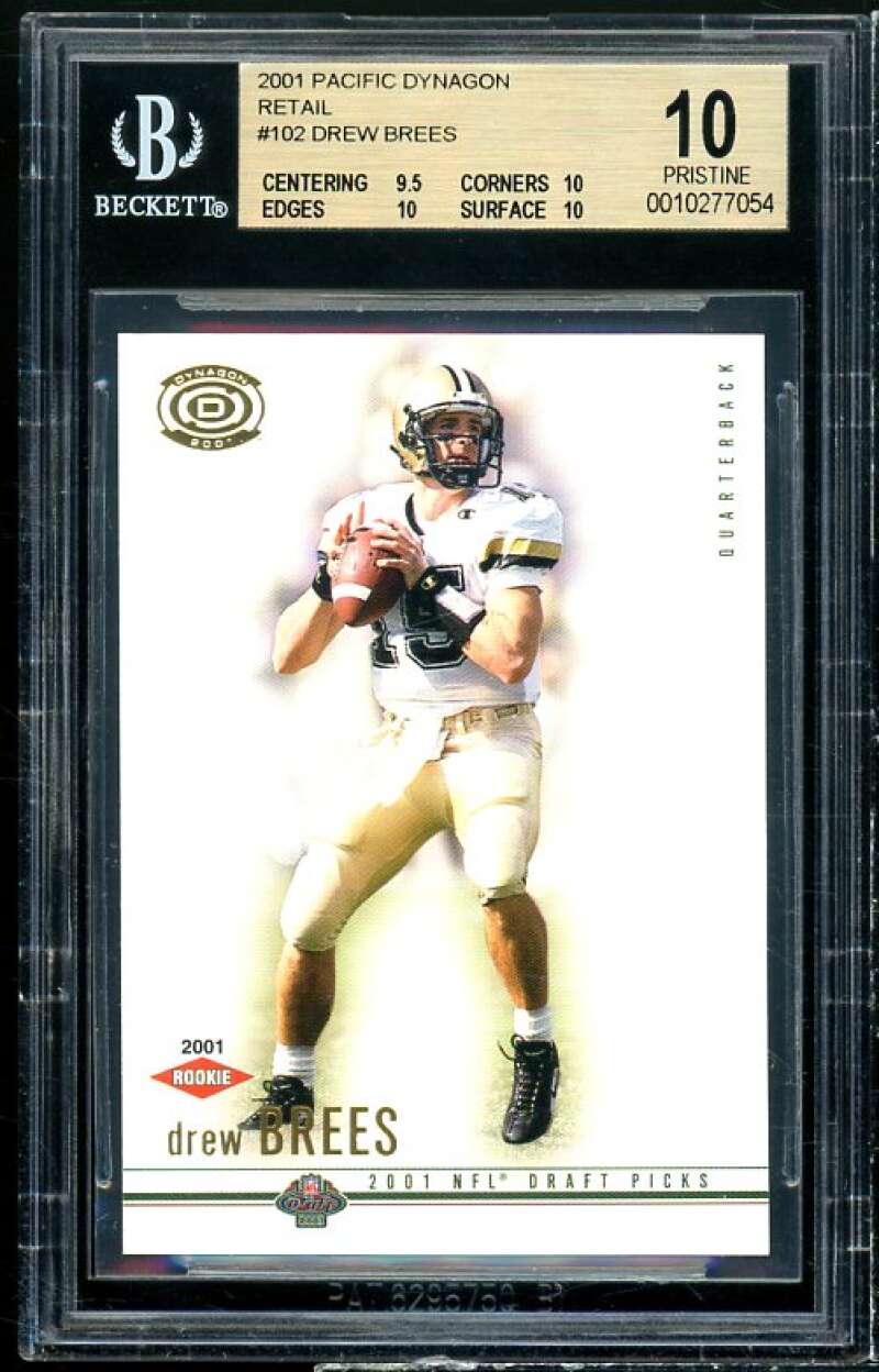 Drew Brees Rookie 2001 Pacific Dynagon Retail #102 (pop 1) (PRISTINE) BGS 10 Image 1