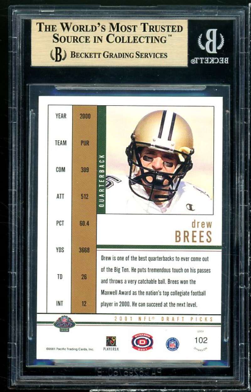 Drew Brees Rookie 2001 Pacific Dynagon Retail #102 (pop 1) (PRISTINE) BGS 10 Image 2