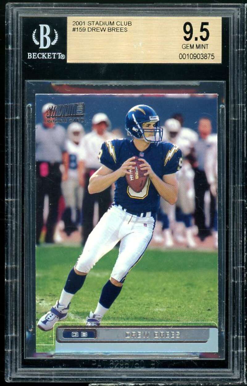 Drew Brees Rookie Card 2001 Stadium Club #159 (pop 2) BGS 9.5 Image 1