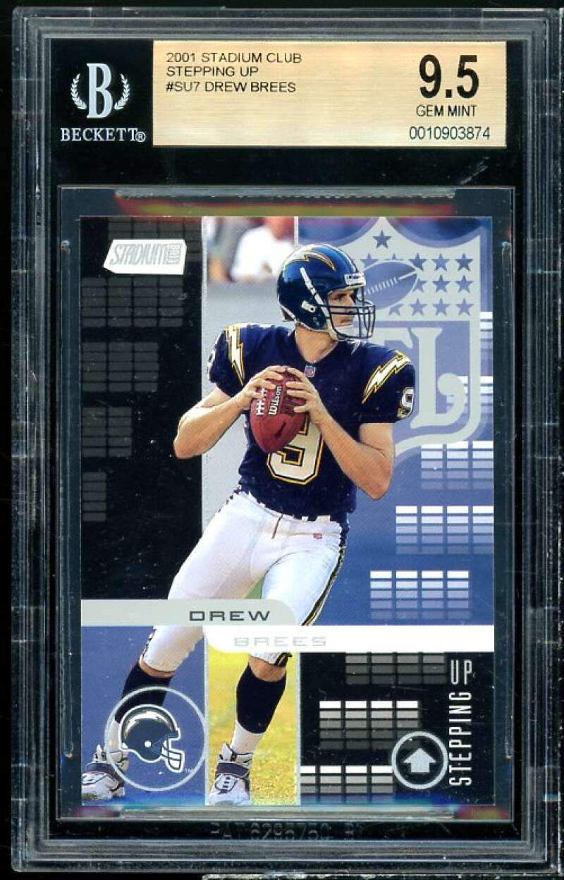 Drew Brees Rookie Card 2001 Stadium Club Stepping Up #SU7 (pop 2) BGS 9.5 Image 1