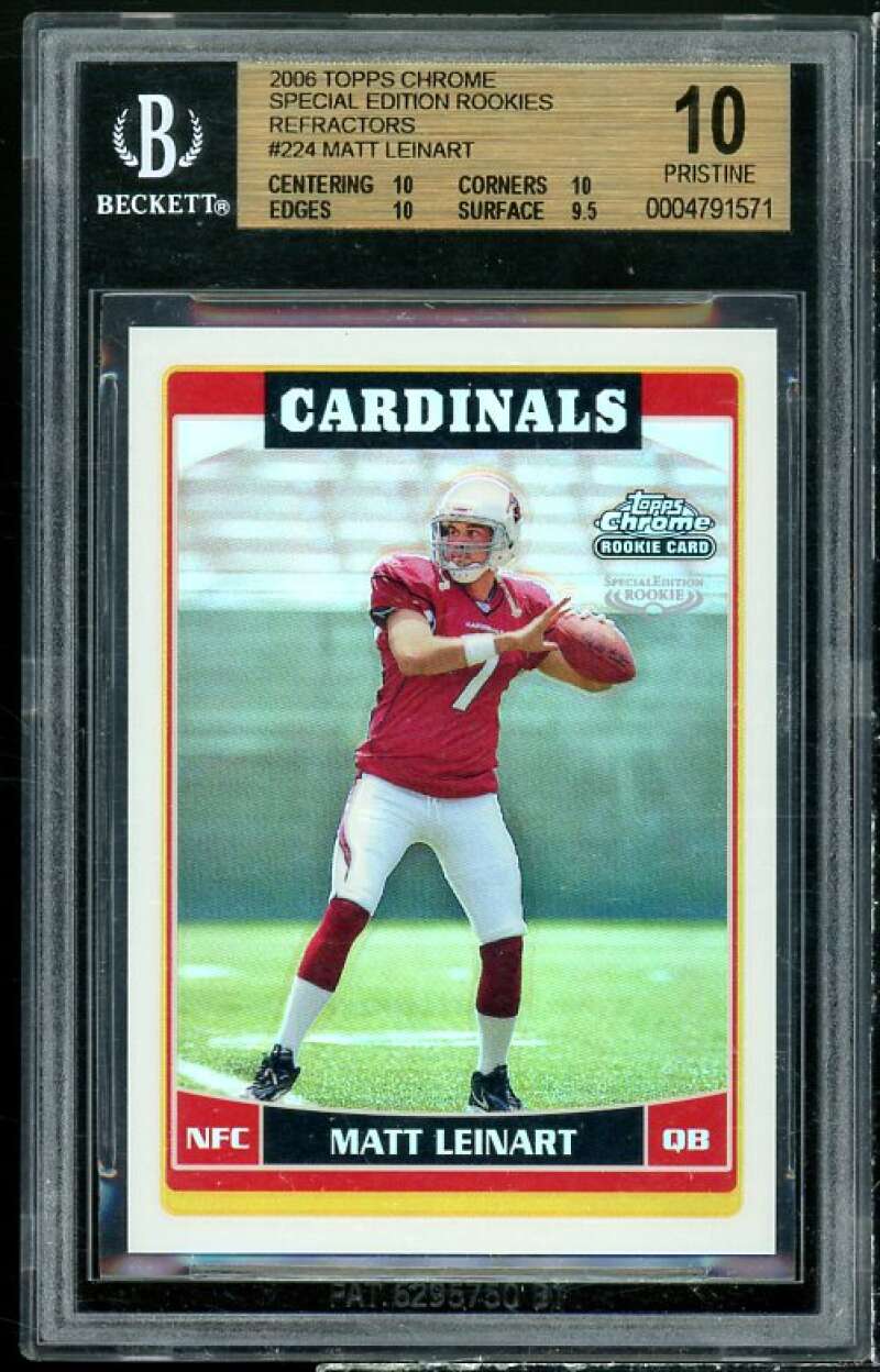 Matt Leinart Rookie Card 2006 Topps Chrome SE Refractors #224 (PRISTINE) BGS 10 Image 1