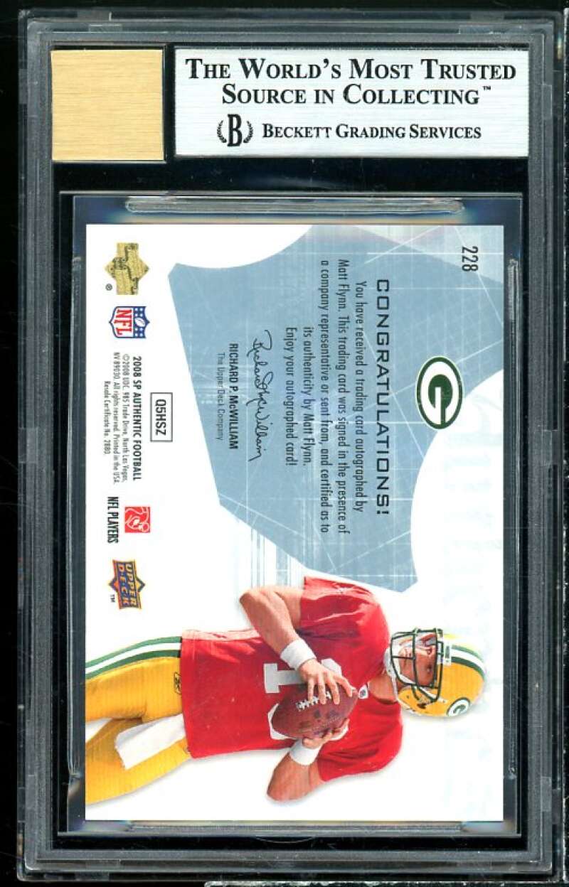 Matt Flynn Rookie Card 2008 SP Authentic Auto #228 BGS 9 (9.5 8.5 9 9.5) Image 2