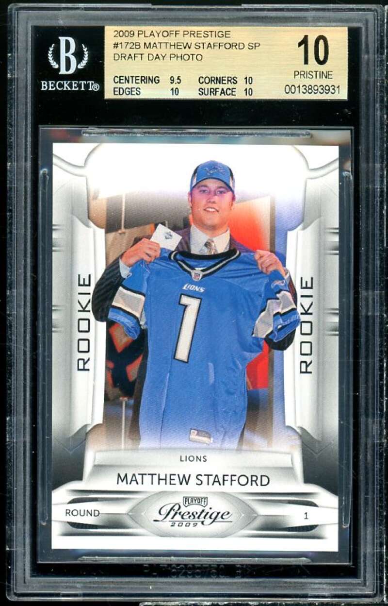 Matthew Stafford RC 2009 Playoff Prestige Draft #172 (pop 1) (PRISTINE) BGS 10 Image 1