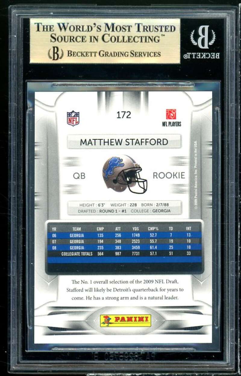 Matthew Stafford RC 2009 Playoff Prestige Draft #172 (pop 1) (PRISTINE) BGS 10 Image 2