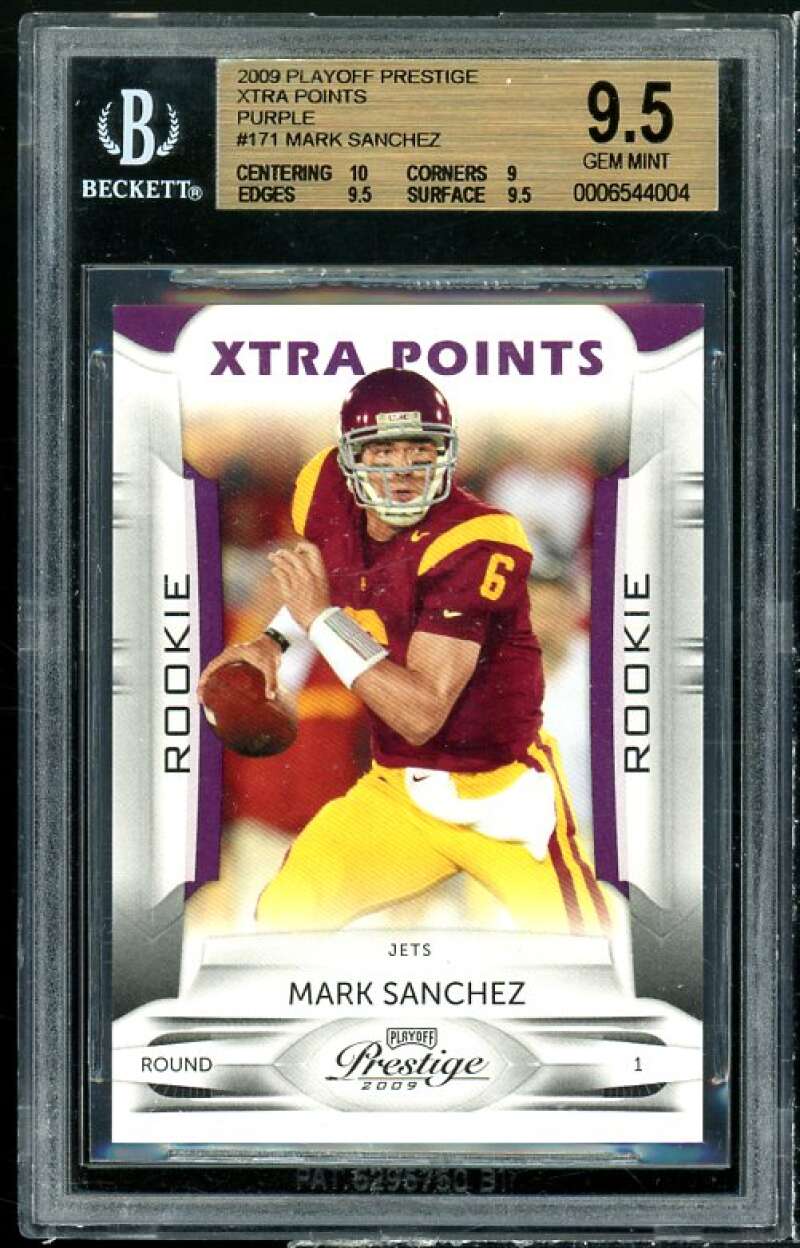 Mark Sanchez Rookie Card 2009 Playoff Prestige Xtra Points Purple #171 BGS 9.5 Image 1