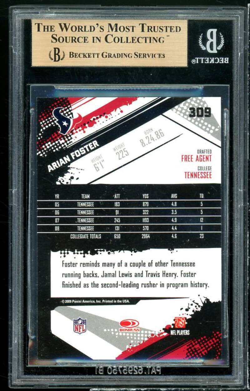 Arian Foster Rookie Card 2009 Score #309 BGS 9.5 (10 9 9.5 9.5) Image 2