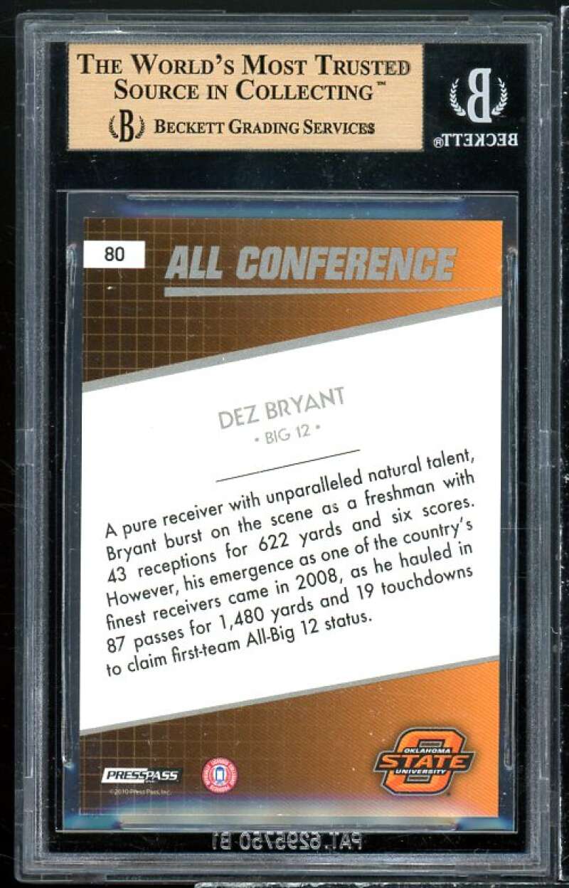 Dez Bryant Rookie 2010 Press Pass Gold Reflectors #80 (pop 1) BGS 9.5 Image 2