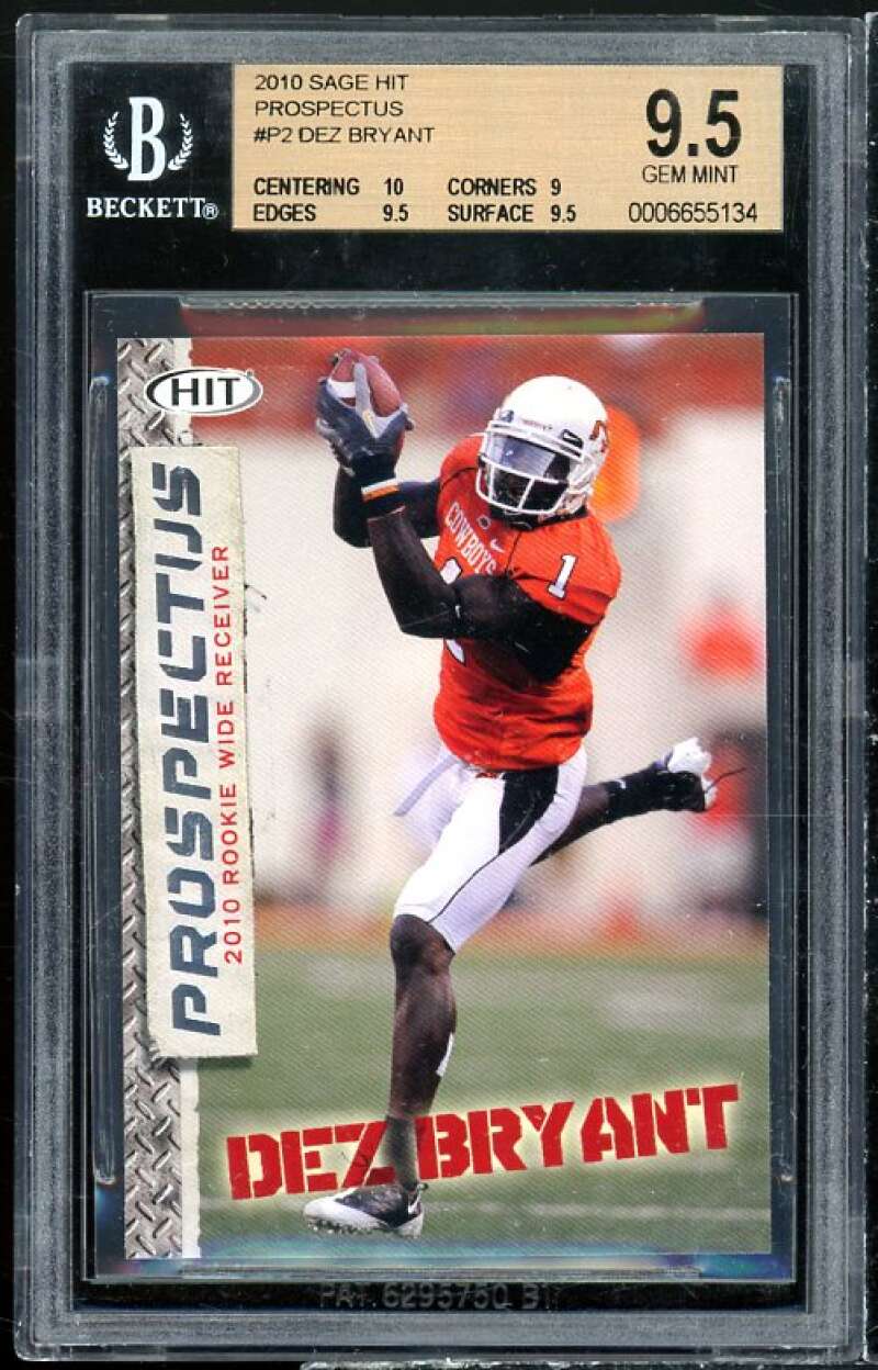 Dez Bryant Rookie Card 2010 Sage Hit Prospectus #P2 BGS 9.5 (10 9 9.5 9.5) Image 1