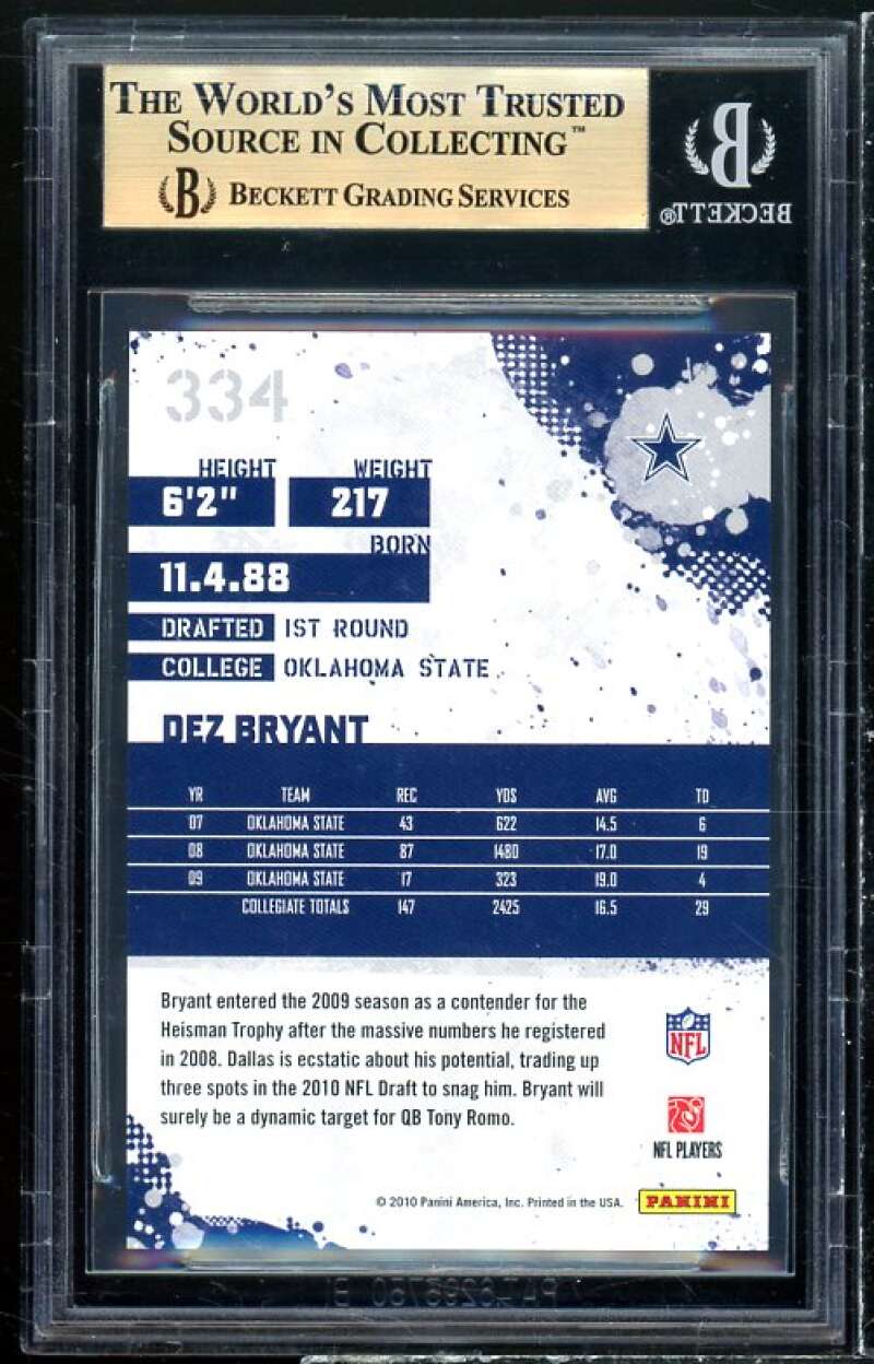 Dez Bryant Rookie Card 2010 Score #334 BGS 9.5 (10 9 9.5 9.5) Image 2