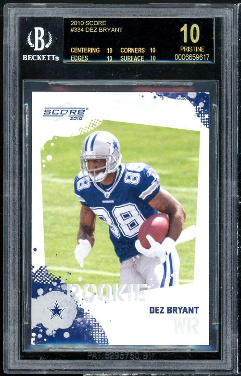 Dez Bryant Rookie Card 2010 Score #334 (PRISTINE BLACK LABEL) BGS 10 Image 1