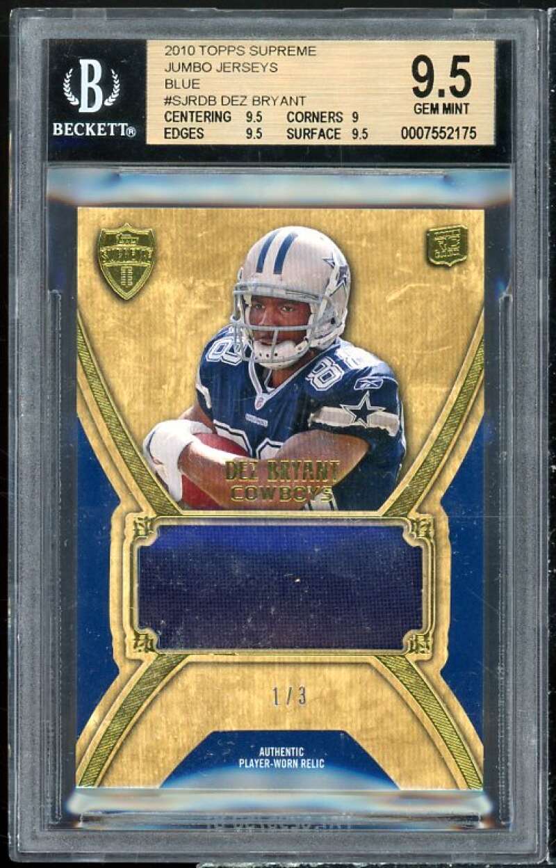 Dez Bryant Rookie 2010 Topps Supreme Jumbo Blue Jerseys Blue (1/3) #db BGS 9.5 Image 1