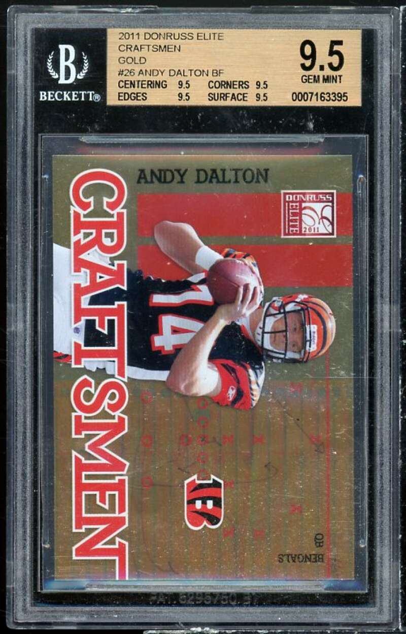 Andy Dalton Rookie Card 2011 Donruss Elite Craftsmen Gold #26 (pop 1) BGS 9.5 Image 1