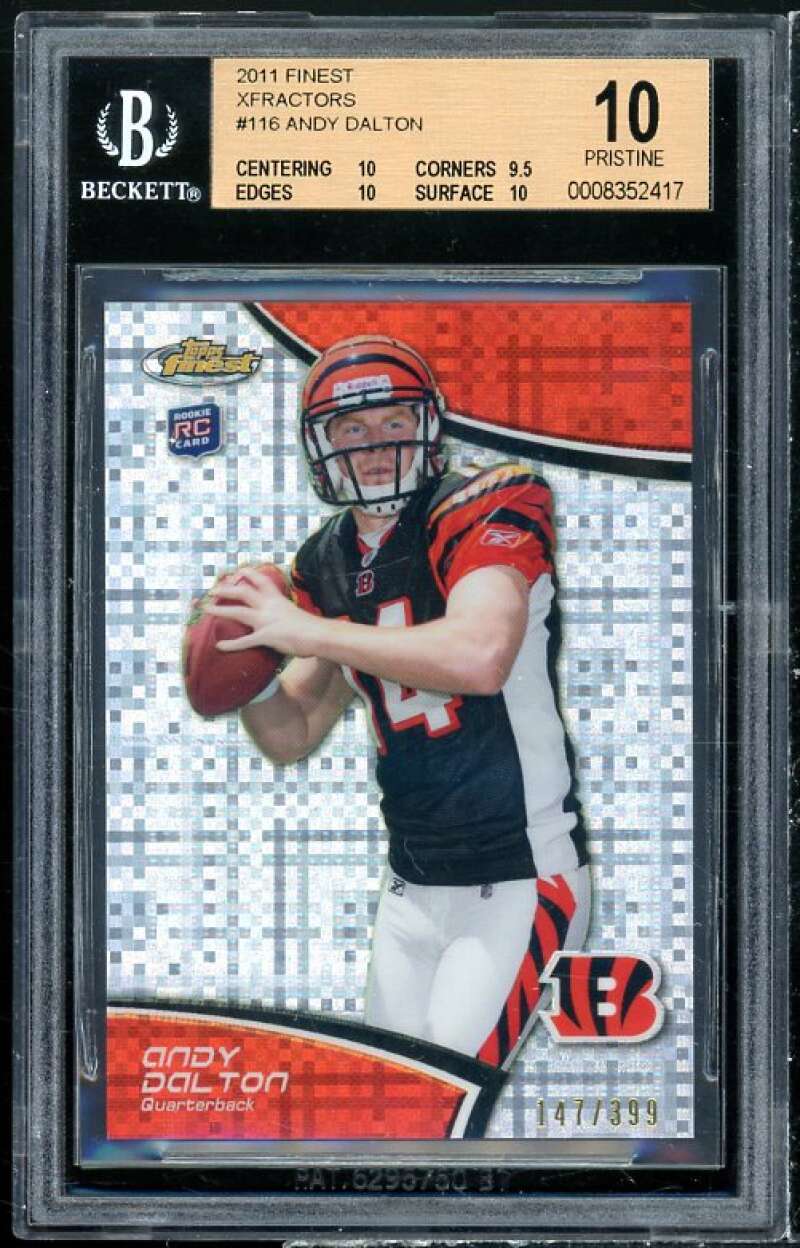 Andy Dalton Rookie Card 2011 Finest Xfractors #116 (pop 8) (PRISTINE) BGS 10 Image 1