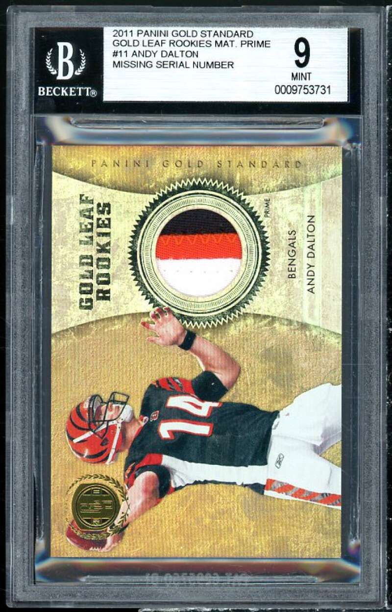 Andy Dalton Rookie 2011 Panini Gold Standard Gold Leaf Rcs Mat Prime #11 BGS 9 Image 1