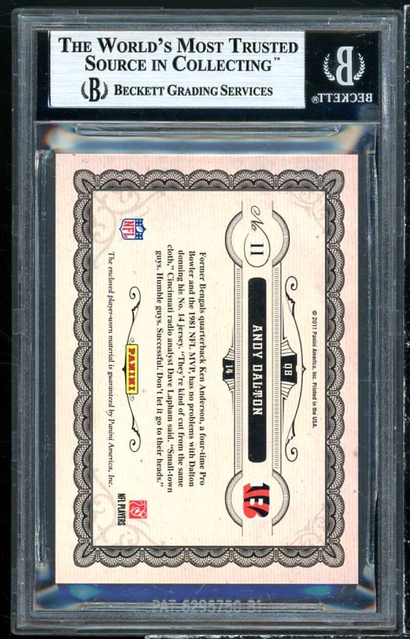 Andy Dalton Rookie 2011 Panini Gold Standard Gold Leaf Rcs Mat Prime #11 BGS 9 Image 2