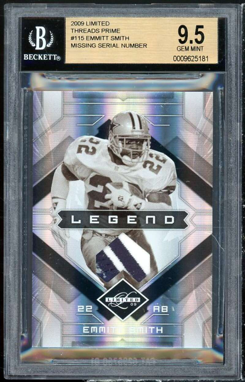 Emmitt Smith Card 2009 Limited Threads Prime #115 BGS 9.5 Image 1