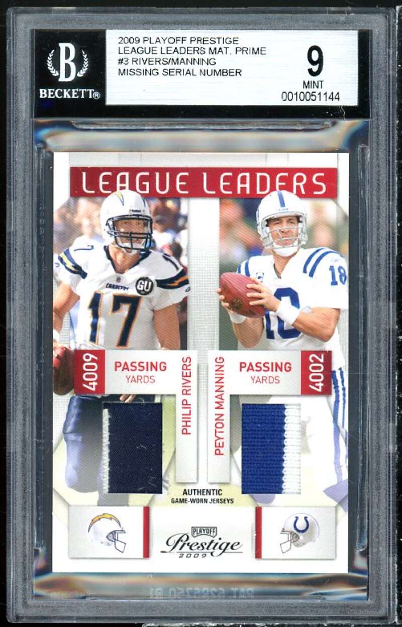 Philip Rivers / Peyton Manning Card 2009 Playoff Prestige LL Prime #3 BGS 9 Image 1