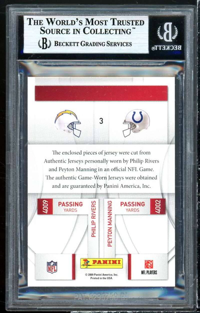 Philip Rivers / Peyton Manning Card 2009 Playoff Prestige LL Prime #3 BGS 9 Image 2