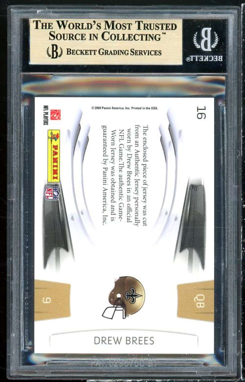 Drew Brees Card 2009 Playoff Prestige Prestigious Pros Mat Green #16 BGS 9.5 Image 2