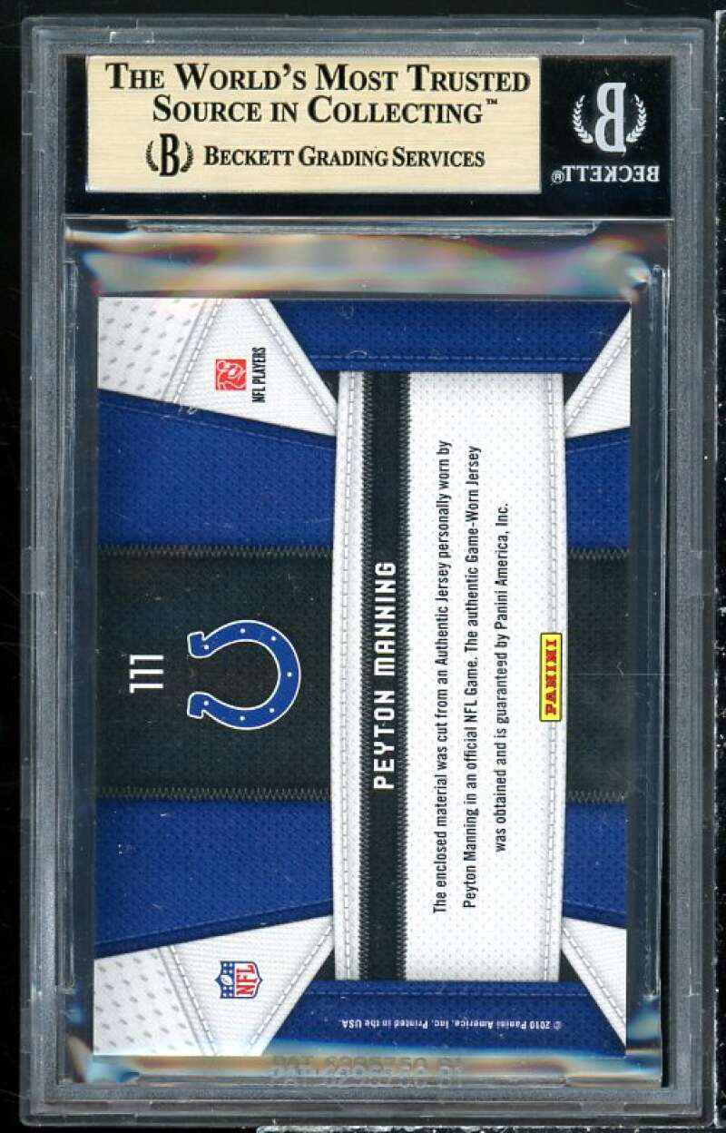 Peyton Manning Card 2010 Certified Fabric of the Game Team Die Cut #111 BGS 9.5 Image 2