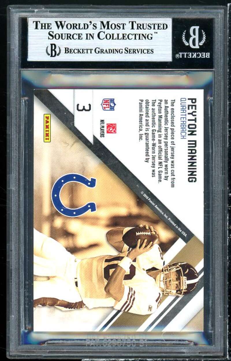 Peyton Manning Card 2010 Certified Gold Team Materials #3 BGS 8.5 Image 2