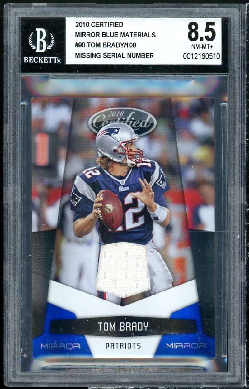 Tom Brady Card 2010 Certified Mirror Blue Materials #90 BGS 8.5 Image 1