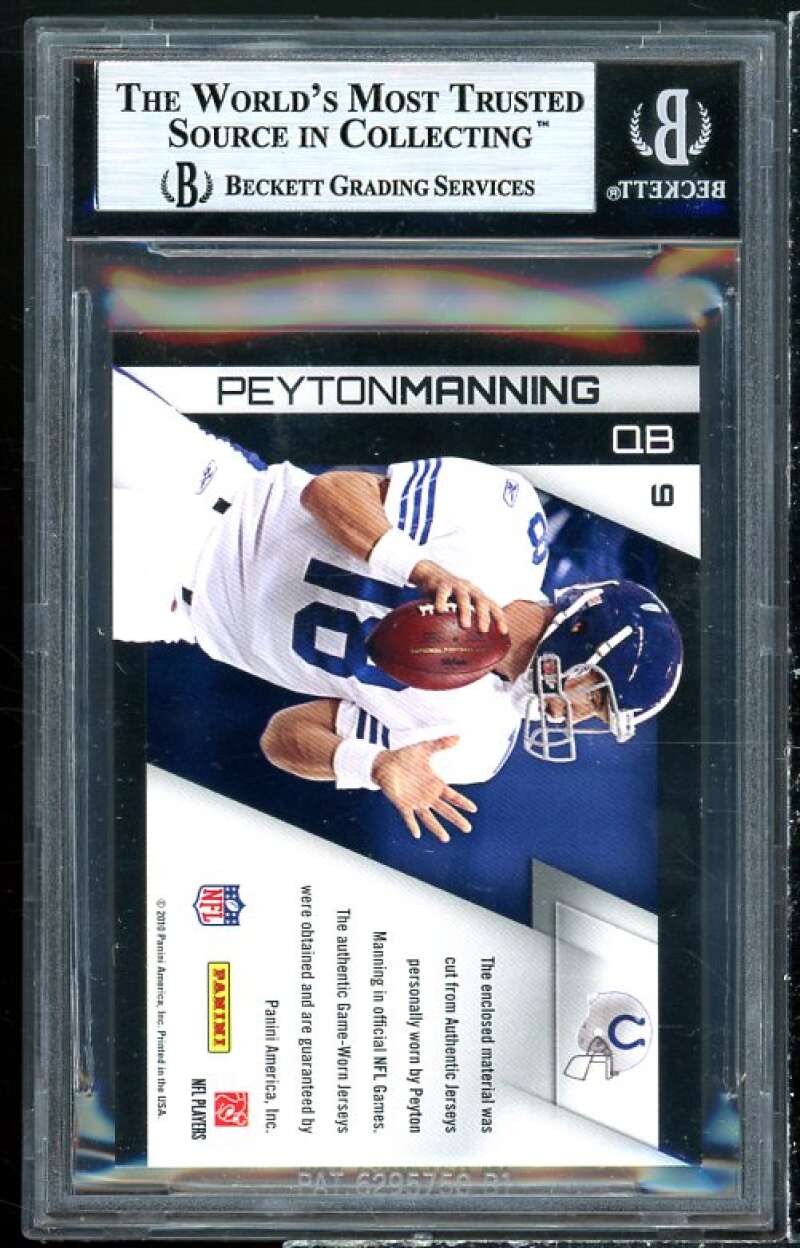 Peyton Manning Card 2010 Panini Gridiron Gear Gamebreakers Jerseys #9 BGS 9 Image 2