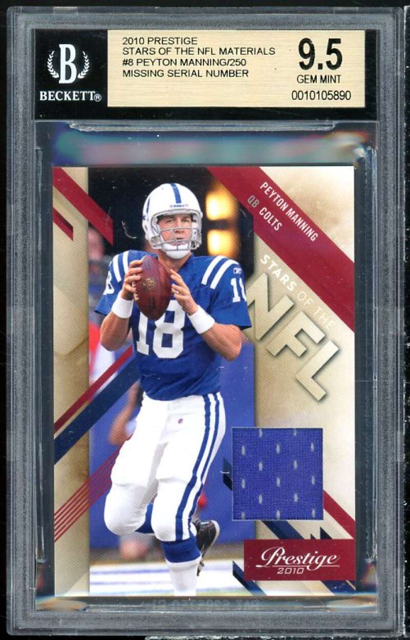 Peyton Manning Card 2010 Prestige Stars Of The NFL Materials #8 BGS 9.5 Image 1